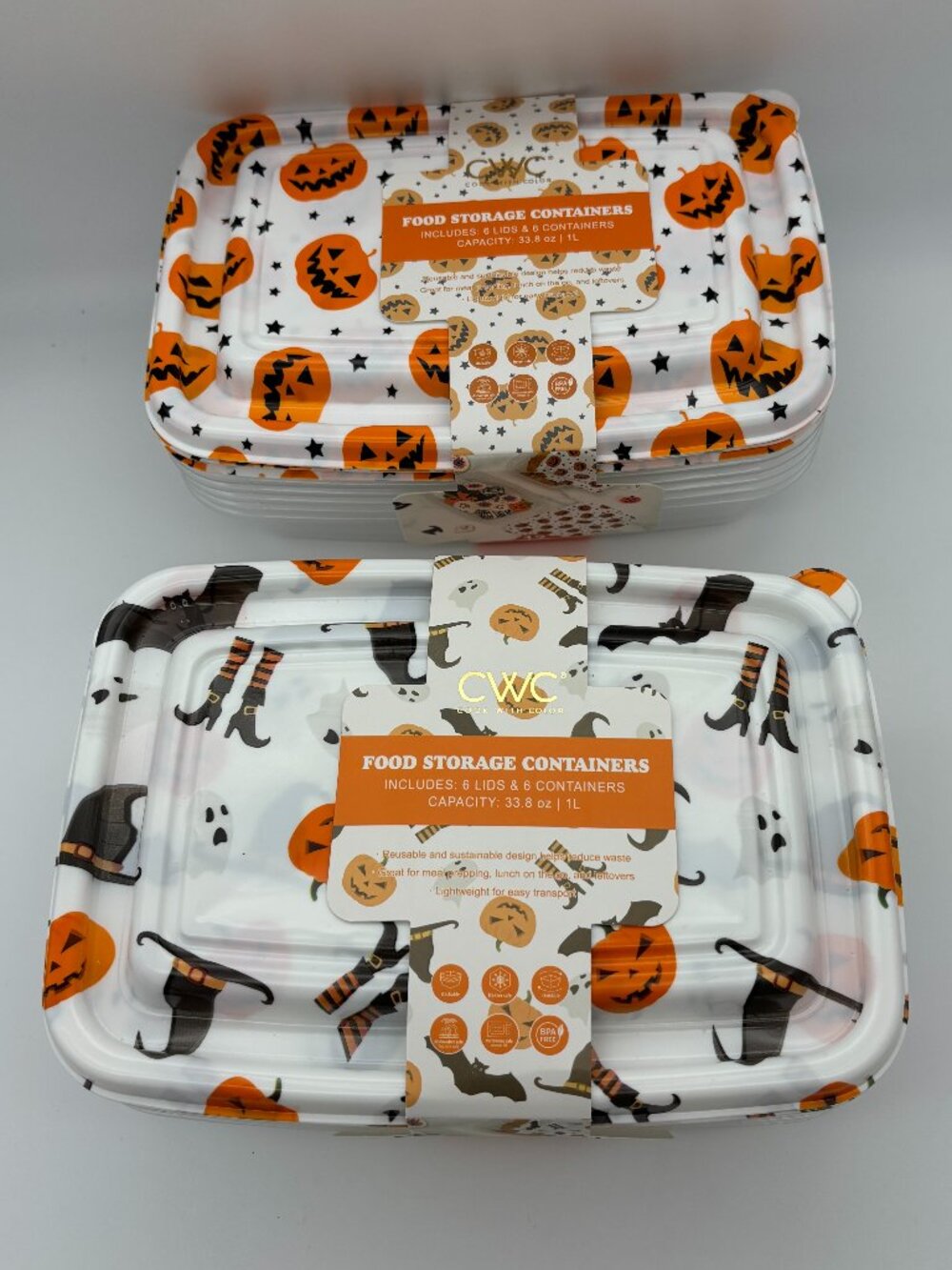 Cook With Color Halloween Print Rectangular Food Storage Containers 6 Piece (x2)
